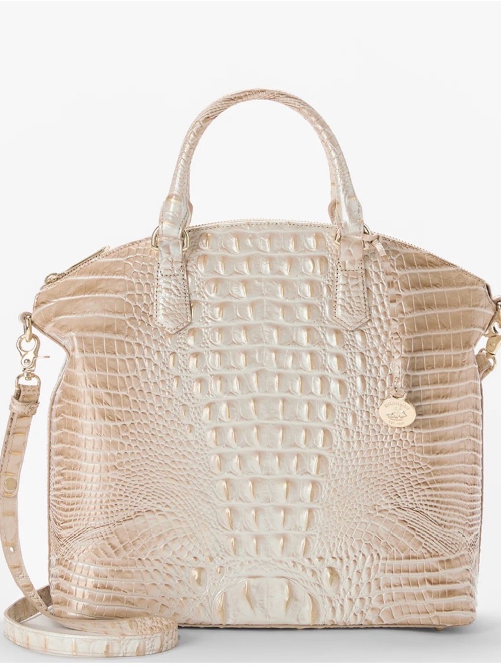 BRAHMIN Large Duxbury Satchel - Cream/Tan